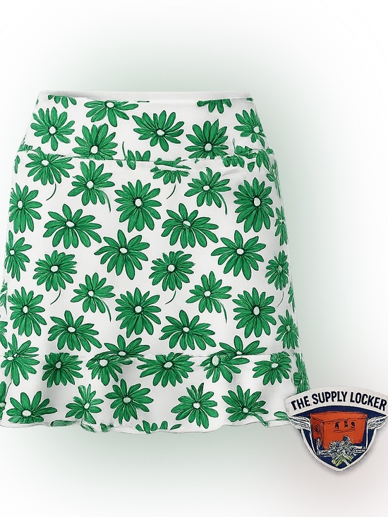 Golftini Pants - Golftini Girl Power Long Ruffle Skort Skirt XS Green Floral Golf NWT